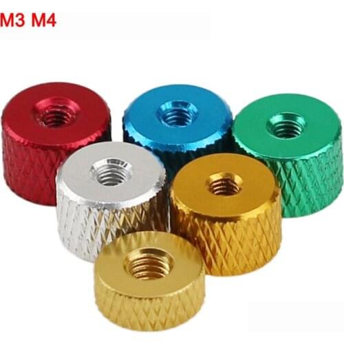 10Pcs Aluminium Alloy High Type Round Nut Knurled Thumb Nuts Hand Grip Knobs Nuts M3 M4