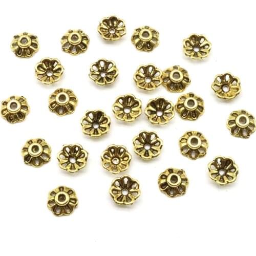 200pcs/lot 8mm Wholesale Price Petal Bead Caps Silver Color Flower Beads Zinc Alloy End Caps Charms For Jewelry DIY