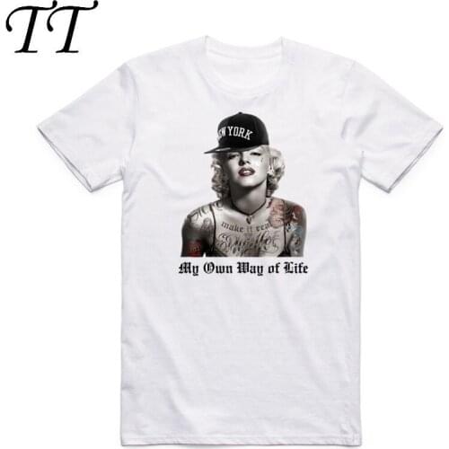 2019 Men Women Marilyn Monroe Tatoo Retro Sexy White T Shirt Summer O-Neck Short Sleeve Zombie Style Punk Swag Casual T-shirt
