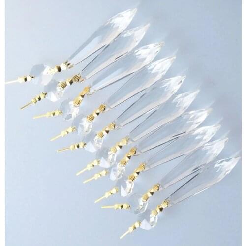 25 Large Chandelier Glass Crystals Lamp Prisms Parts Hanging Pendant Gold Hooks M02518-1