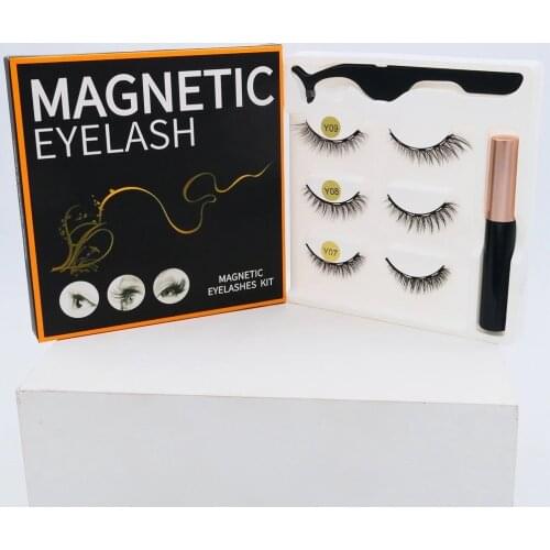3 pairs of magnet eyelashes magnetic +Liquid eyeliner lashes makeup eyelash extension supplies free shipping