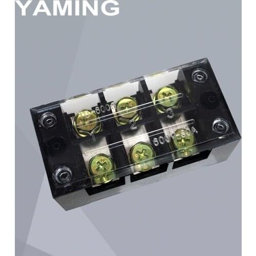 [5PCS] TB-6003 Electric Current 60A 600V 3P Fixed Type Connection Terminal Block Dual Row Plate Covered Barrier TBC-603