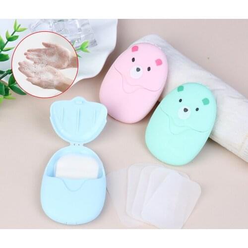 50PCS/Box Mini Portable Soap Paper Scented Slice Foaming Boxed Disposable Soap Paper Outdoor Travel Bath Clean Soap Tablets
