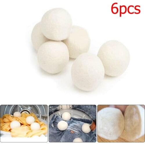 New 6Pcs/set organic wool dryer balls Laundry Clean Reusable Fabric Softener Ball Premium Organic Wool Home Washing Dryer Balls