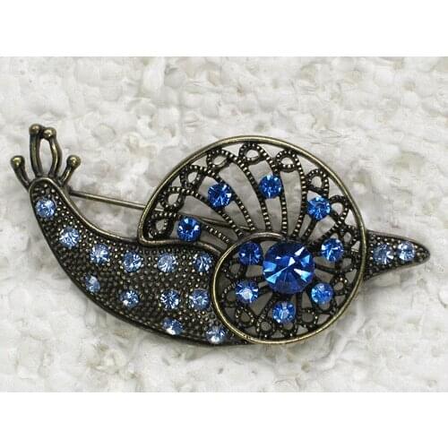 Antique Bronze Snail Brooch Purple Rhinestone Pin brooches C751 B4