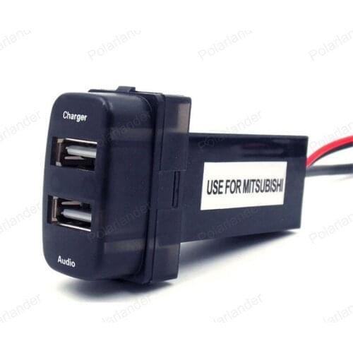 Audio Input USB Interface Socket for M/itsubishi L/ancer O/utlander P/ajero A/SX Car 5V 2.1A Charger