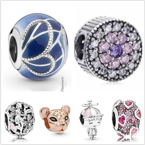 Authentic 925 Sterling Silver Pink & Red Explosion Of Love With Crystal Charm Beads Fit Pandora Bracelet & Necklace Jewelry