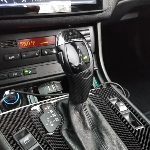 Automatic Stick Carbon Fiber Car Trim Head Cover Gear Shift Knob fit for BMW E46 Car Accessories