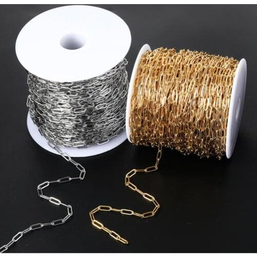 1pcs Width 4mm Length 40-100cm Gold/Silver Color Stainless Steel Flat Cable Link Chain Necklace DIY Jewelry For Men and Women