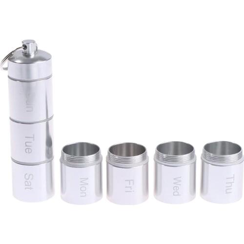 Pill Case 7 Days Portable Travel Pill Box Aluminum Alloy Travel Pill Holder Waterproof Anti Rust Organizer Detachable