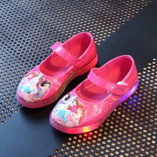 Childrens shoes Spring new cartoon Princess shoes light up girl show soft soles comfortable non-slip Velcro casual shoes