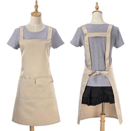 H Style Apron with 2 Pockets for Women Men Comfortable Kitchen Home Cooking 9 Colors Customized Logo Print