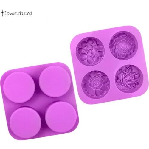 4-hole Hand-made Soap Mold Flowers Mold Silicone Cake Mold Chocolate Mold Cake Decorating Resin Mold Soap Making Tools