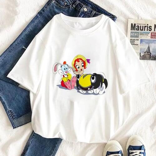 Harajuku T shirt Women Summer Roger Jessica Rabbit Print tshirt Casual Female T shirt Gift For Lady Short Sleeve Tee Girl Tops