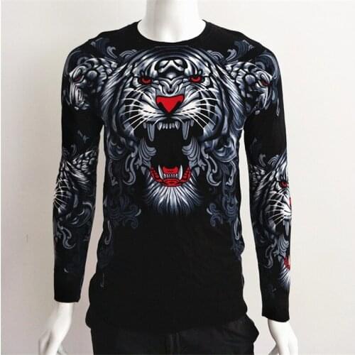 Creative 3D tiger head beautiful printing fancy pullover knit sweater Autumn 2018 quality cotton soft elastic sweater men M-XXXL