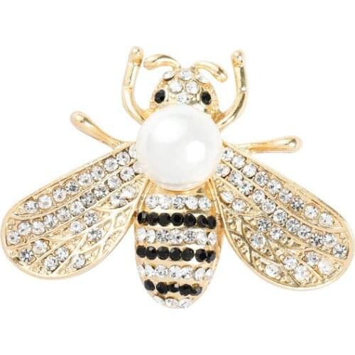 Cute Diamond Bee Rhinstone Brooches For Women Badges For Clothes Jewelry Collar Pins Gifts Accessories For Friends