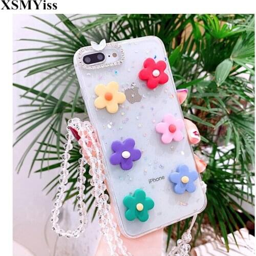 Cute 3D Flowers Phone Case For iphone X XS MAX XR Cover For iphone 6 6s 7 8 plus beautiful Floral Pattern Soft Back Cases Capa