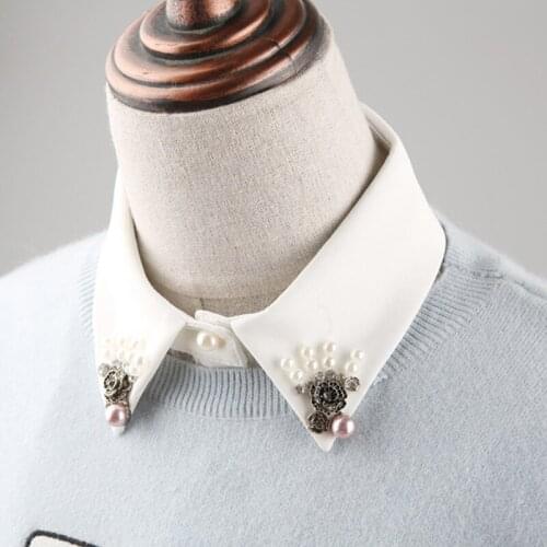 Fashion women accessories Blouse collar art clothes decoration fake shirt collar Papha Fake Collar Decorative bead Fold collares