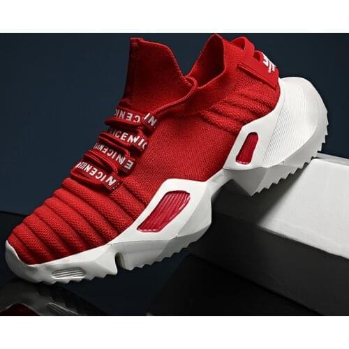 2021 new mens sneaker shoes light flying woven casual mesh summer red walking large size white sports vulcanized mens shoes