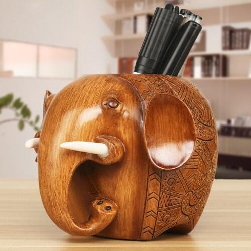 New resin elephant pen holder decoration crafts creative office desktop decorations gifts