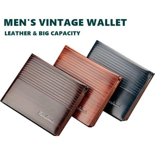 2021 New Men Vintage Wallet PU Leather Short Slim Male Purses Function 6 Bits Card Case Business Card Holder 2 Style