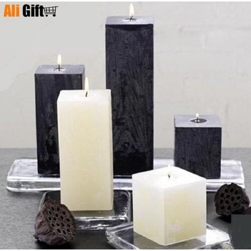 New Creative Scented Birthday Weddings Candles Flameless Rectangle Black White Candles Weddings Birthday Decoration Centerpieces