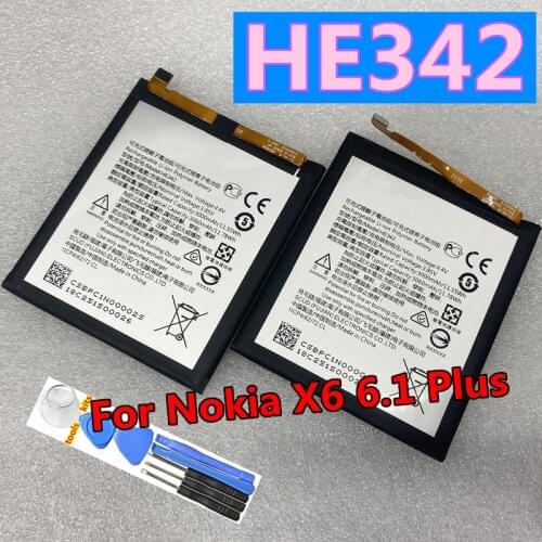 New Original 3000mAh HE342 replacement Battery For Nokia X6 2018 6.1 Plus TA 1099 X5 TA 1109 5.1 Plus Mobile Phone Batteries