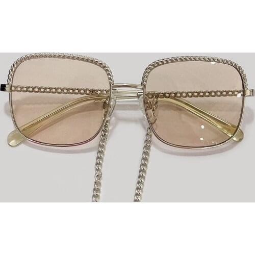 Vintage Square Sunglasses Women Brand Desgin Sun Glasses With Chain Female Driving Eyewear Oculos De Sol