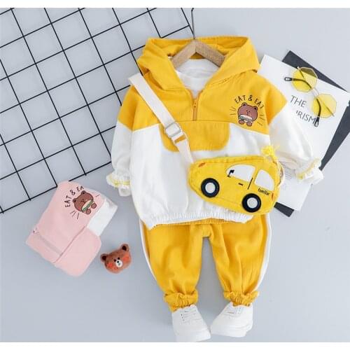 0-4 years High quality boy girl clothing set 2021 new spring sport active solid kid suit children baby clothing Hoodies+pant