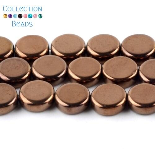 6/8/10mm Natural Stone Bronze Red Hematite Flat Round Spacer Loose Beads For Diy Jewelry Making Bracelet Accessories 15