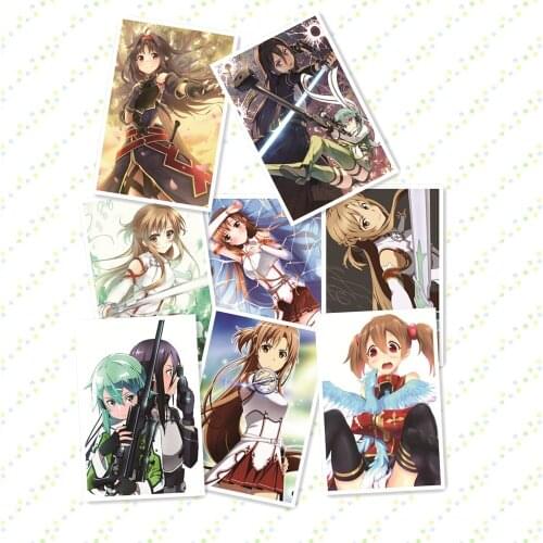 8 pcs/lot Anime Sword art online Posters toy 8 different SAO Paintings Wall Picture embossed Poster Toy gift 42x29cm