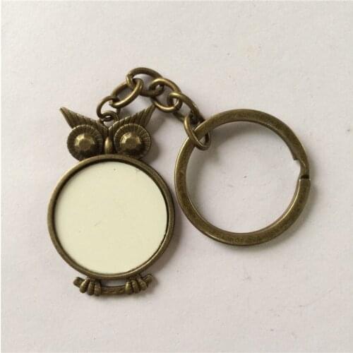 Blank key chain jewelry for sublimation retro vintage owl animal key chains for thermal transfer printing customize keyring