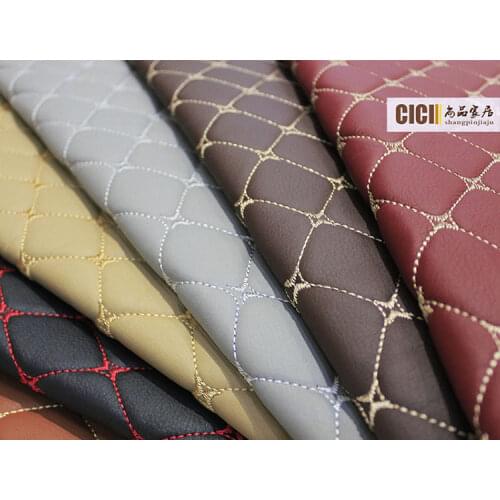 Rhombus car leather embroidery soft pack fabric cushion pad background wall bed leather PU lengh1M 1.38m width about 0.7kg/m