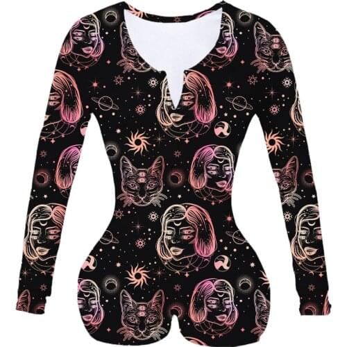 Custom Made Sexy Womens Summer Clothing Jumpsuit Bodysuit Gypsy and Cat Mates Sublimation Printing Long Short Onesie