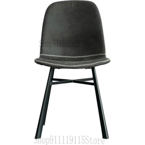 Nordic Family Dining Chair Loft Retro Iron Art Negotiation Table Chair Office Leisure Back Leather Chair