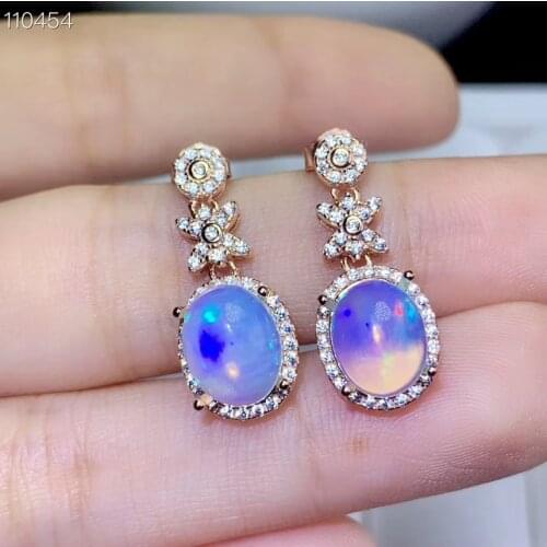 4ct Natural color opal ear studs, 925 silver fashion, beautiful colors, changing beauty