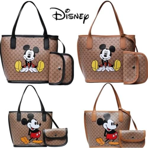 Disney Printed Mickey Messenger One Shoulder Portable PU Synthetic Leather Bag Shoulder Messenger Bag Double Shoulder Casual Bag