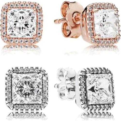 DoDoFly Real 925 Sterling Silver Earring Rose Timeless Elegance With Zirconia Studs Earrings For Women Wedding Gift Jewelry