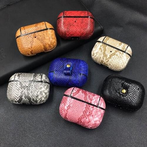 Snake Skin PU Leather Earphone Case For Apple AirPods Pro 2019 Headphone Shockproof Protective Cover For AirPods 3 Charging Case