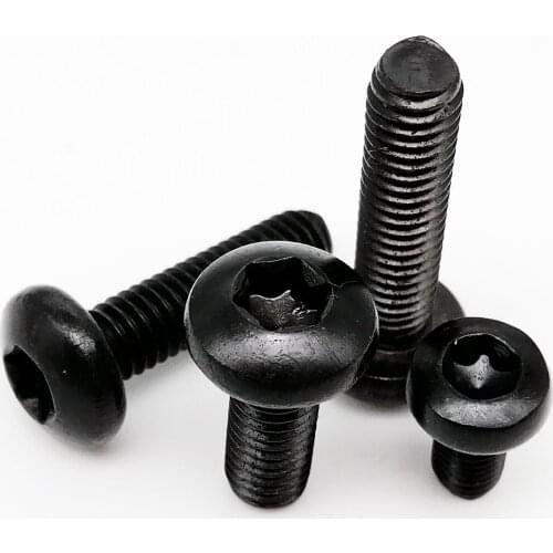 10/50pcs M2 M2.5 M3 M4 M5 M6 Black 304 Stainless Steel GB2672 Six-Lobe Torx Pan Head Screw Six Lobe Round Button Head Bolt