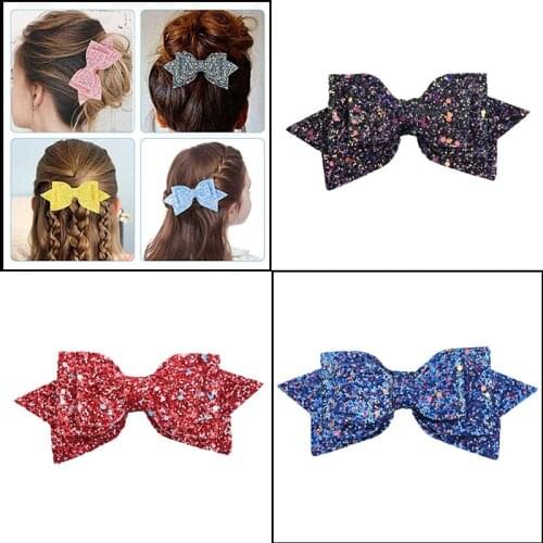 2PCS/lot Women Sequin Bow Hair Clips Glitter Hairpins for Girls Children Fashion HeadWear Adult Kawaii Accessories Hairdress
