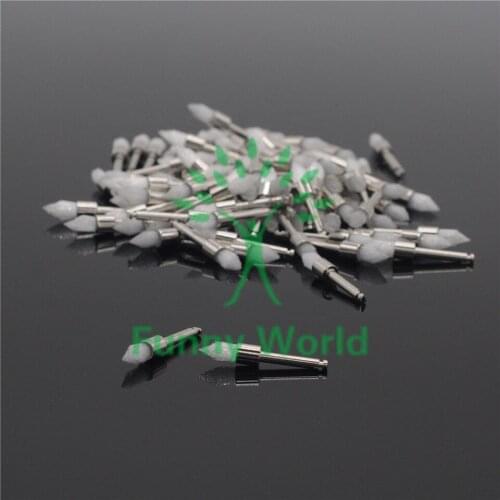 200Pcs WHITE Dentist Nylon Latch Bowl Point Polishing Polisher Prophy Brushes