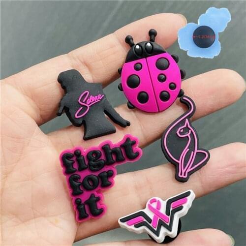 50pcs Sing Girls Fight For It Pink Color Garden flip flop Shoe Charms Accessories PVC Shoe Decoration for Wristbands Croc jibz