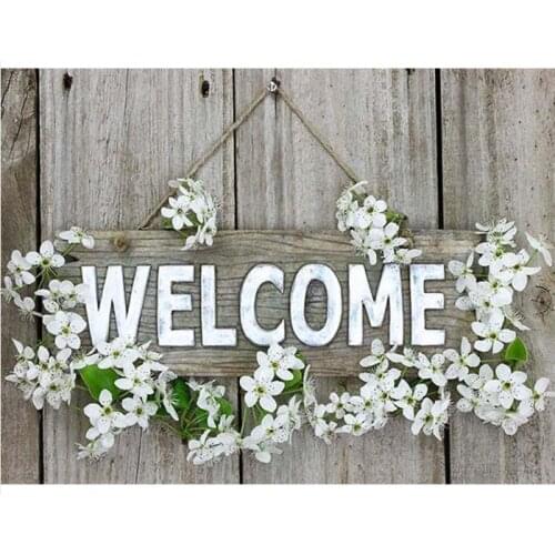 5d flowers diamond art painting welcome board mosaic embroidery picture puzzle rhinestones stickers home decor needlework craft