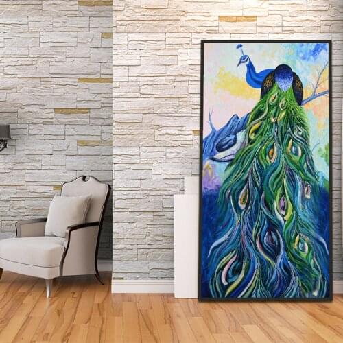 Abstract Canvas Pictures Animal Colorful Peafowl Flower Wall Art Living Room Home Decor HD Prints Posters Painting Core No Frame