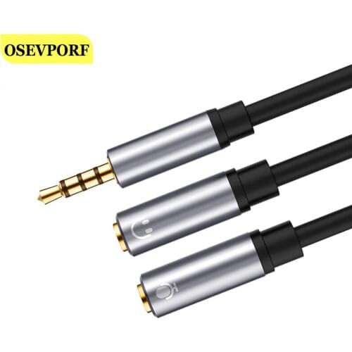 Audio Splitter Cable 3.5mm Male to 2 Female Jack 3.5mm Mic Y Splitter Aux Cable for iPhone Laptop MP3 Headphone Headset Jack 3 5