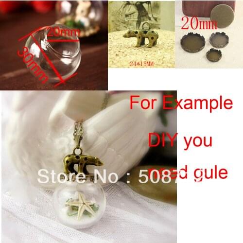 Free shipping >> 30mm Glass Globe Pendant Locket Charm opening 20mm +bronze pendant base +Charm Pendant