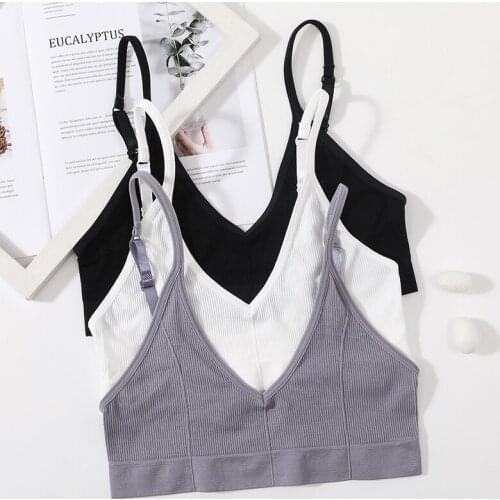 Low Back Bra Women Seamless Tube Top Underwear Sexy Lingerie Adjustable Strap V Neck Crop Tops Female Backless Bralette Bandeau