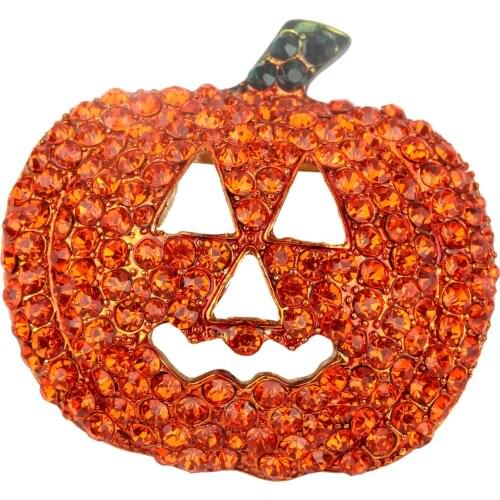 Yacq Jack O'Lantern Pumpkin Pin Brooch - Scarf Holder - Halloween Party Accessories - Cute Crystal Jewelry Gift for Women Girls