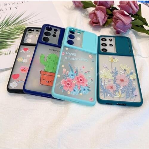 For Samsung S21 Ultra A32 A52 cover Flower Painted phone case for samsung s21 plus a32 lide Camera Lens Protection Phone Cover